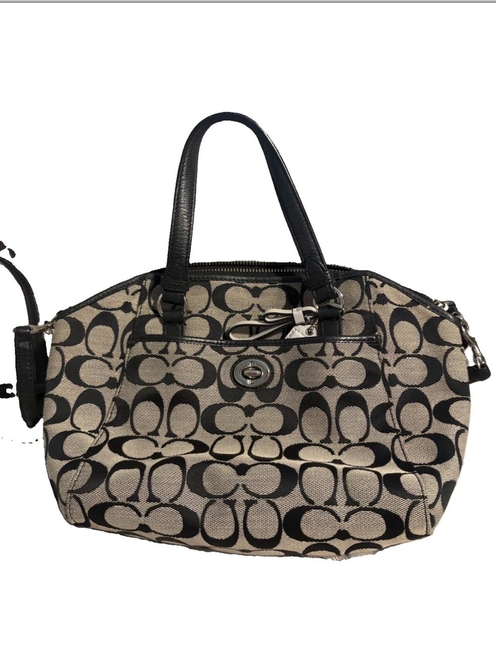 Authentic Coach Park Mini Satchel Grey & Black Canvas